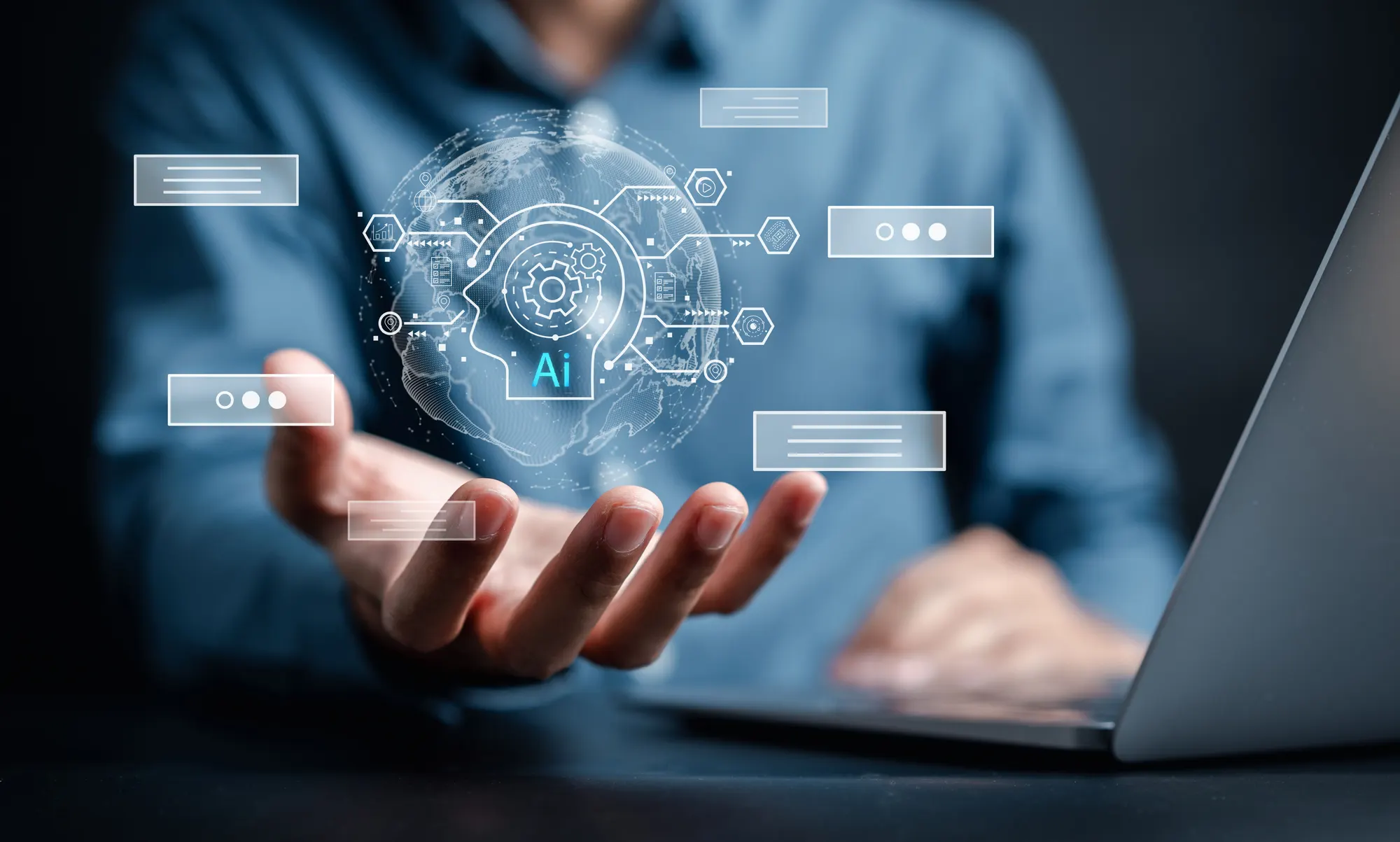 Chat bot intelligence Ai. Businessman using chat in smartphone Chat with AI Artificial Intelligence, developed by OpenAI generate. Futuristic technology, robot in online